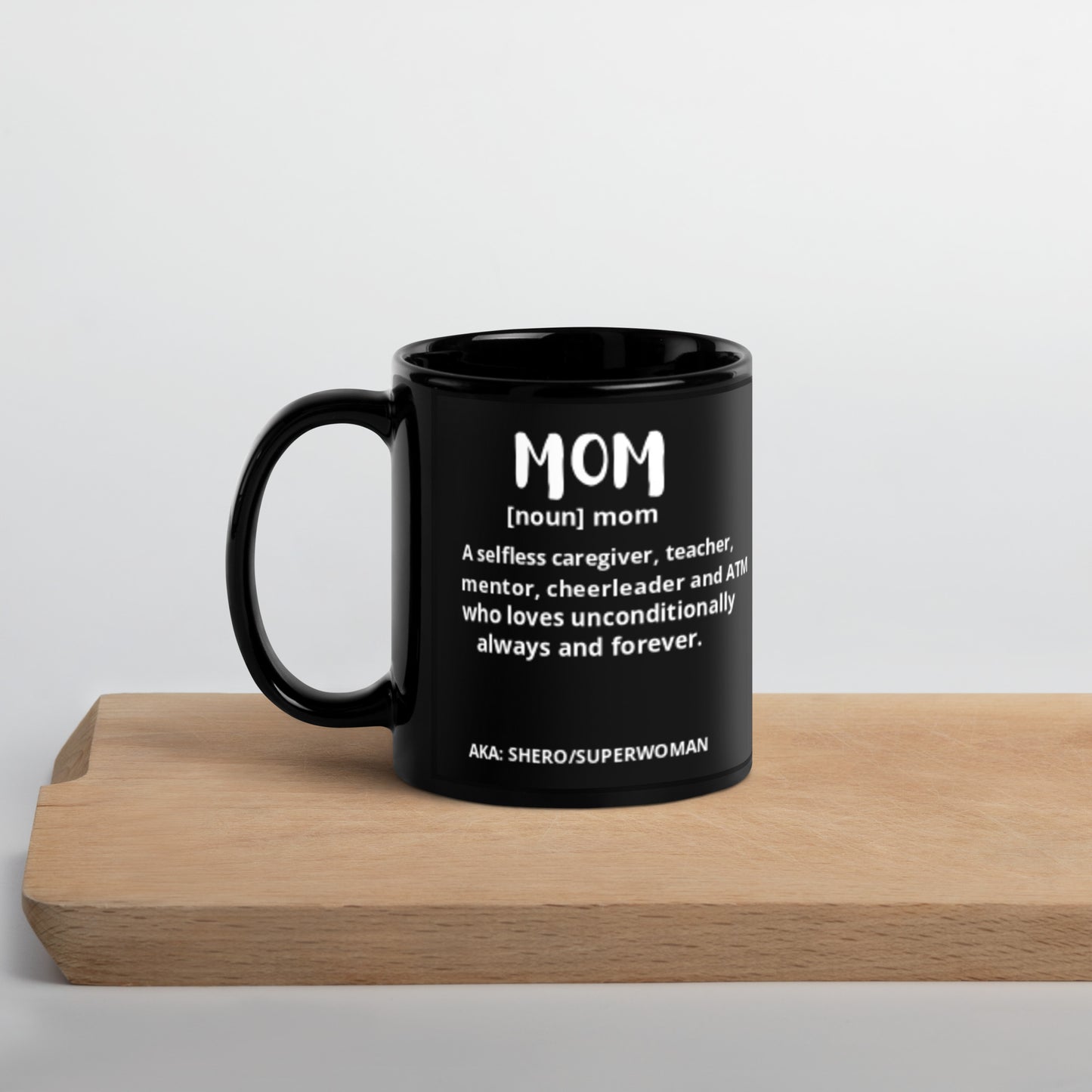 Luv Mugs By NikkiB 11oz Black Glossy Ceramic Mother's Day "MOM" Mug