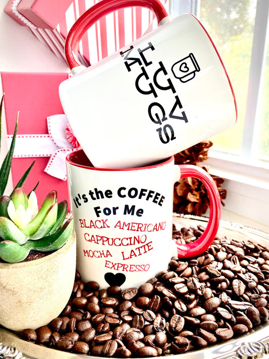 Luv Mugs- 11 oz White Ceramic Mug- Coffee Lovers Mug