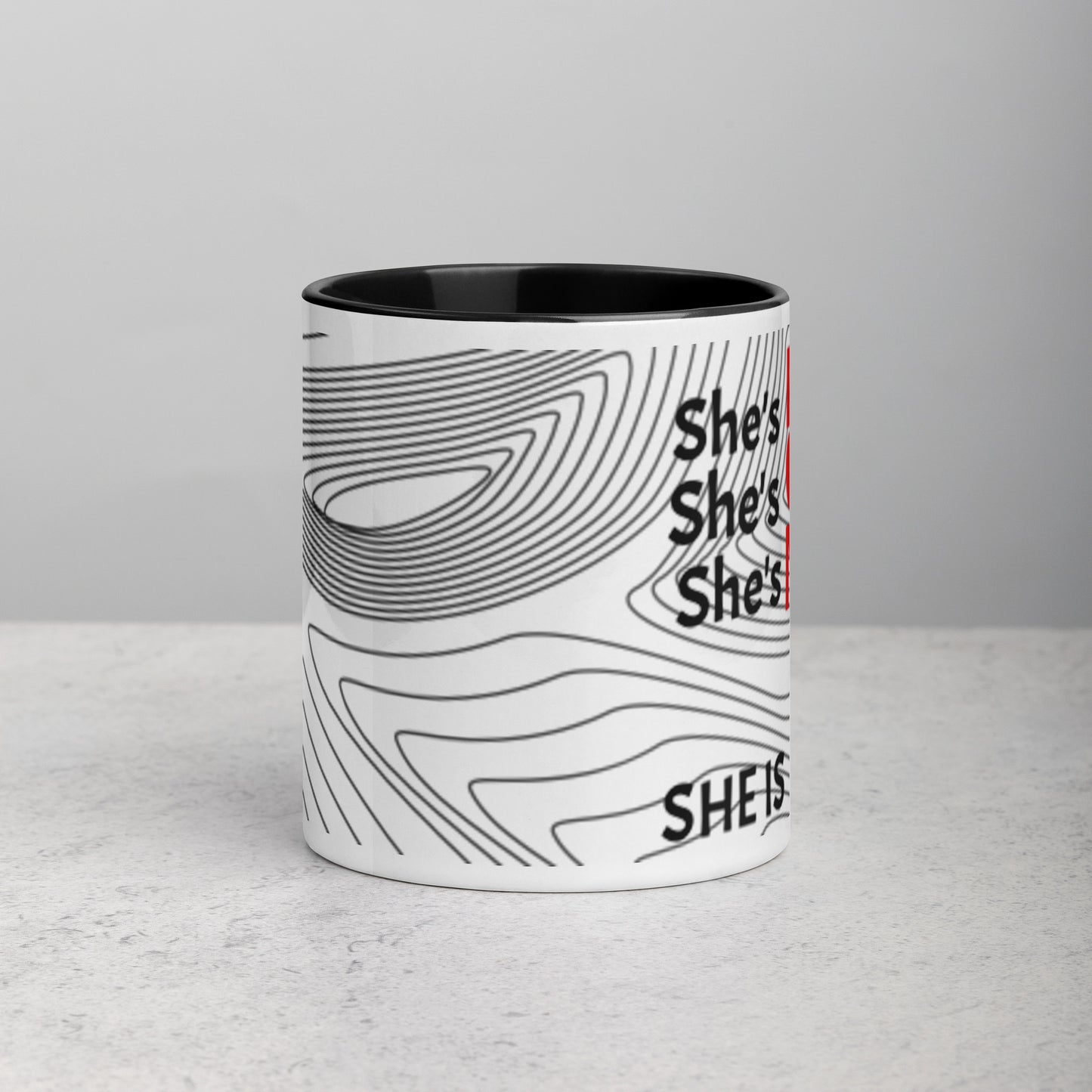 Luv Mugs By NikkiB 11oz White/Black Mother's Day "SHE IS MOM" Mug