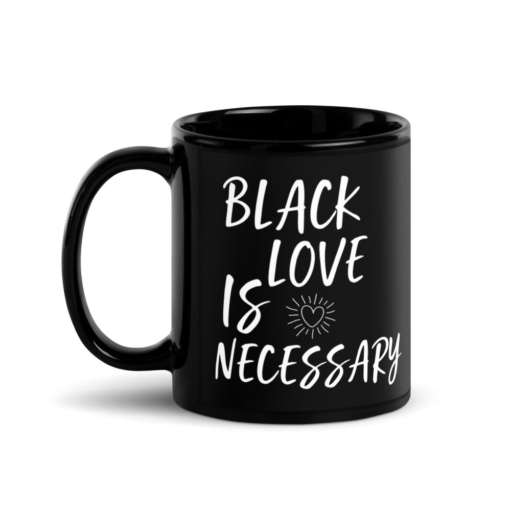 Luv Mugs By Nikki B- 11oz Ceramic Black Glossy "Black Love" Mug