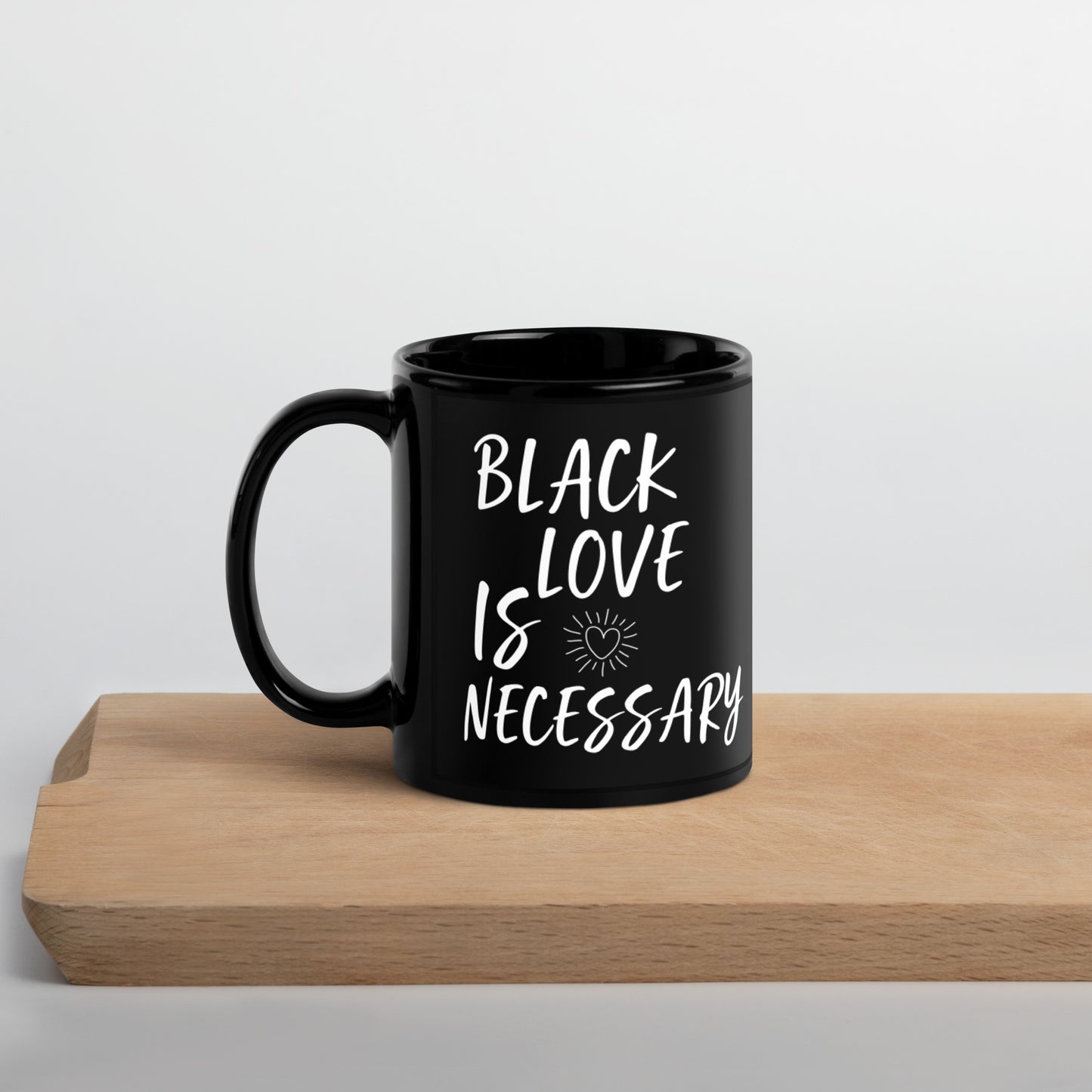 Luv Mugs By Nikki B- 11oz Ceramic Black Glossy "Black Love" Mug