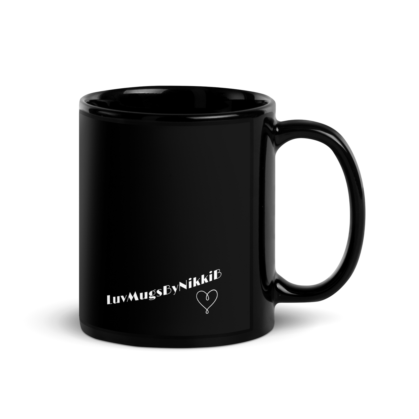 Luv Mugs By Nikki B- 11oz Ceramic Black Glossy "Black Love" Mug