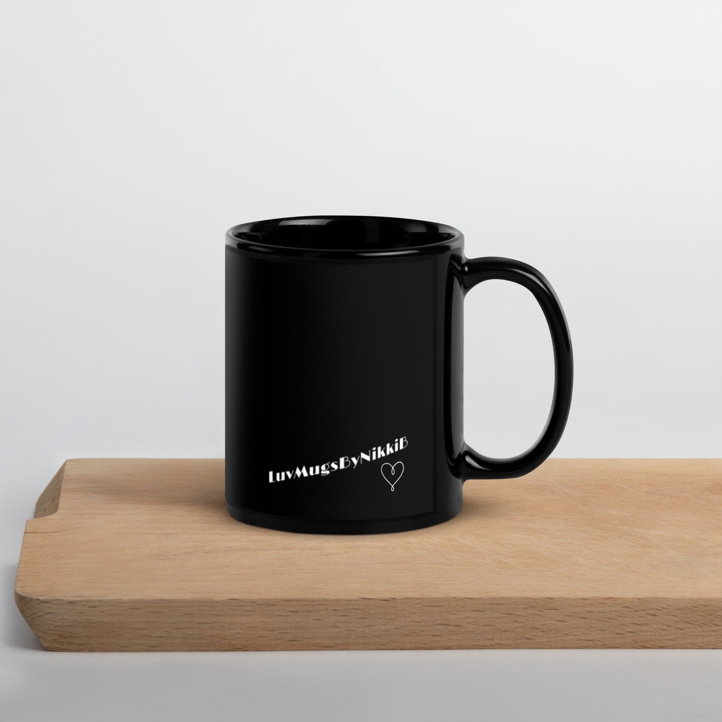 Luv Mugs By Nikki B- 11oz Ceramic Black Glossy "Black Love" Mug