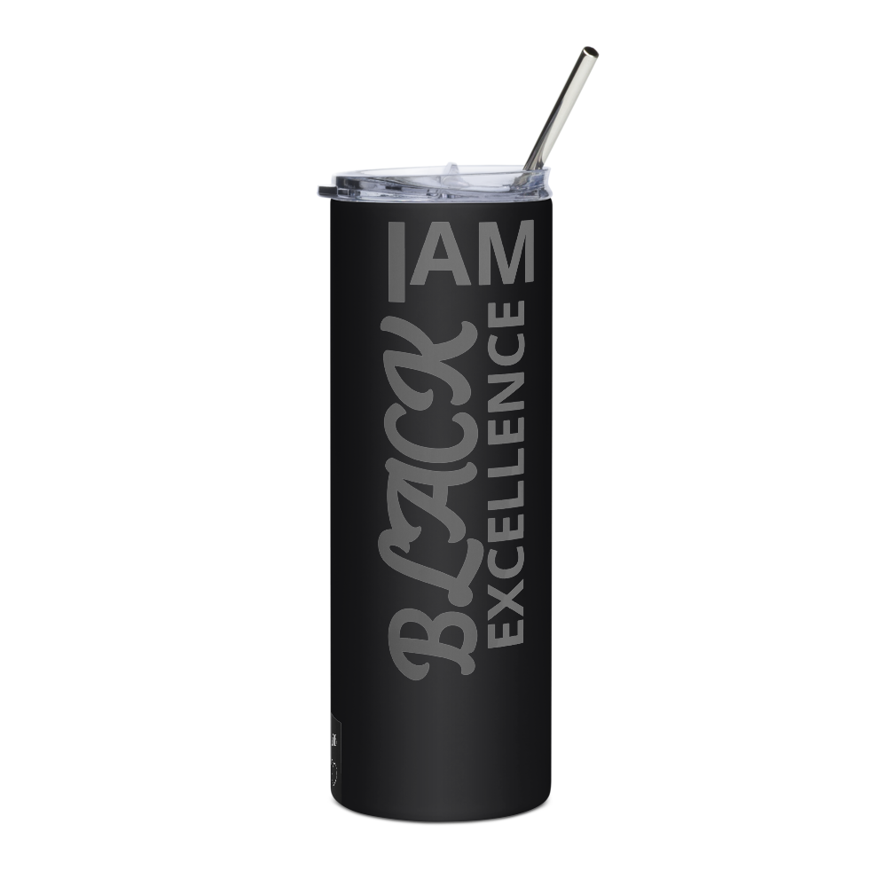 Luv Mugs By Nikki B  Black Excellence Stainless Steel Tumbler with Straw