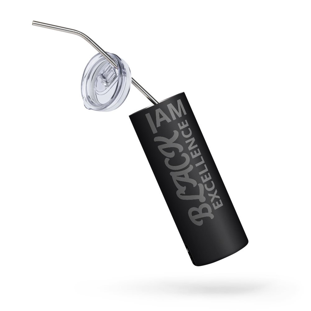 Luv Mugs By Nikki B  Black Excellence Stainless Steel Tumbler with Straw