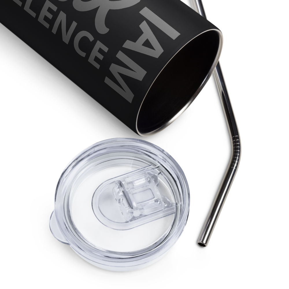 Luv Mugs By Nikki B  Black Excellence Stainless Steel Tumbler with Straw