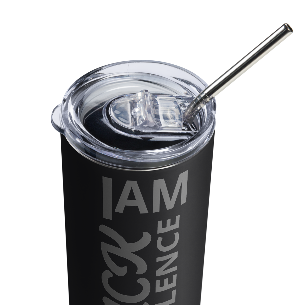 Luv Mugs By Nikki B  Black Excellence Stainless Steel Tumbler with Straw