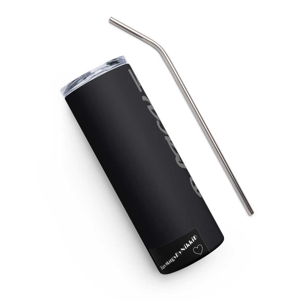 Luv Mugs By Nikki B  Black Excellence Stainless Steel Tumbler with Straw