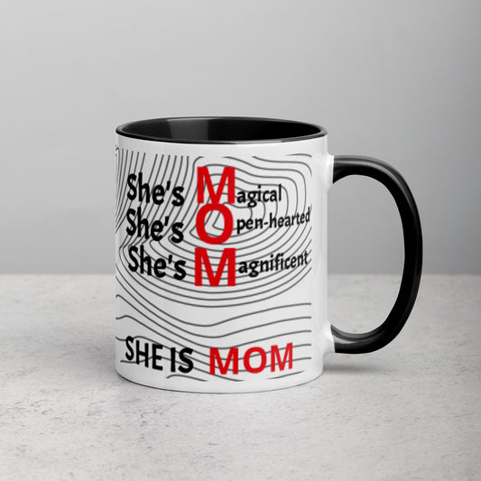 Luv Mugs By NikkiB 11oz White/Black Mother's Day "SHE IS MOM" Mug